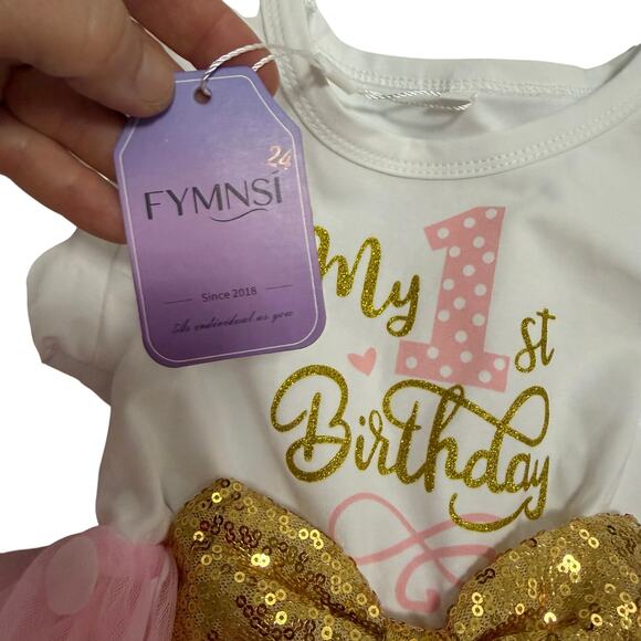NWT My 1st Birthday dress for bday party 12 months old pretty feminine festive - Picture 4 of 9